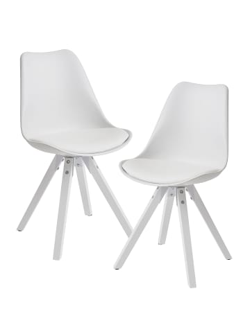 FineBuy Esszimmerstuhl in Weiß / Kunstleder / 49x52x87