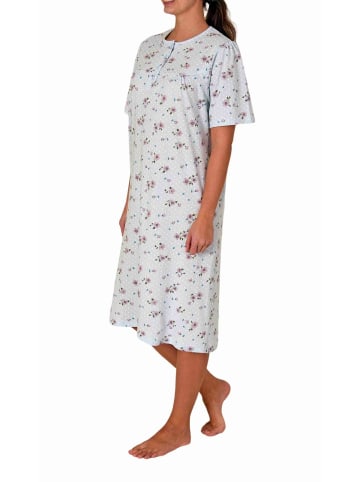 NORMANN Kurzarm Nachthemd Knopfleiste am Hals - 80128 in blau