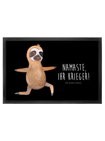 Mr. & Mrs. Panda Fußmatte Faultier Yoga mit Spruch in Schwarz