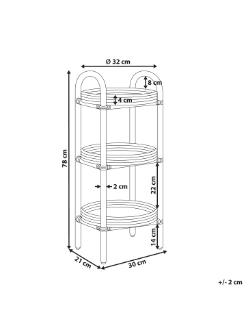 Beliani Beistelltisch TROOLIE in Naturfarben - (W) 32 x (H) 78 x (L) 32 cm