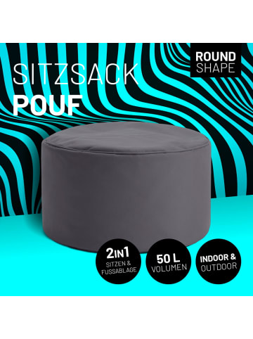 Lumaland Sitzsack-Hocker Pouf rund 50l anthrazit grau