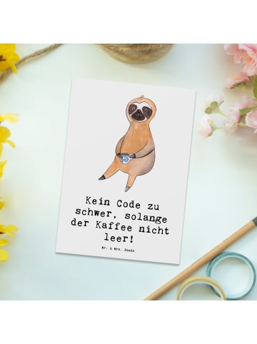 Mr. & Mrs. Panda Grußkarte Code und Kaffee mit Spruch in Weiß