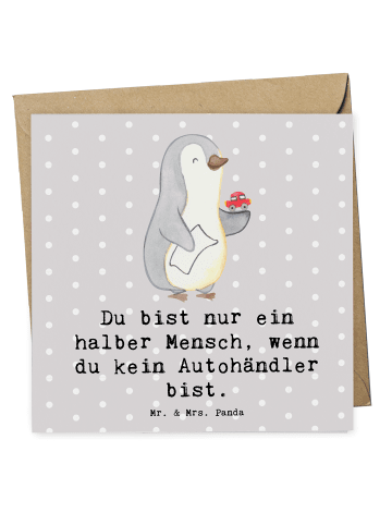 Mr. & Mrs. Panda Deluxe Karte Autohändler Herz mit Spruch in Grau Pastell