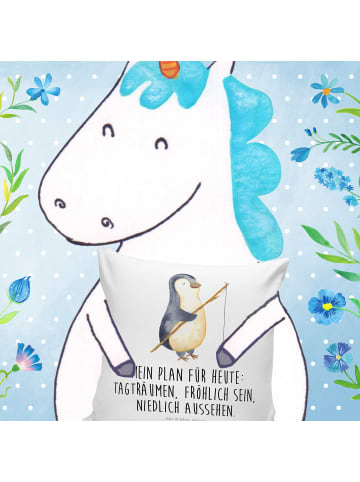 Mr. & Mrs. Panda 40x40 Kissen Pinguin Angler mit Spruch in Weiß