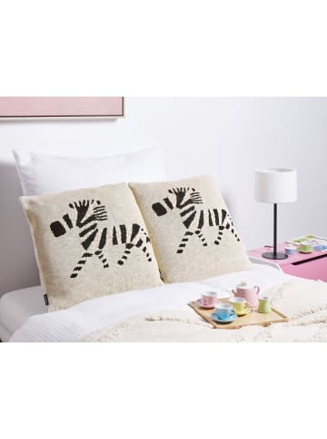 Beliani 2er-Set Dekokissen JABORI in Beige/Weiß/Schwarz