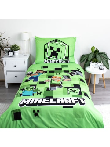 Minecraft Minecraft Bettbezug 140 × 200 cm Kissenbezug 70 × 90 cm Polyester in Grün