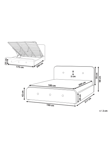 Beliani Doppelbett RENNES in Beige/Schwarz - (W) 190 x (H) 98 x (L) 217 cm