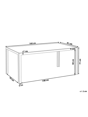 Beliani Gartentisch CATANIA in Grau/Weiß - (W) 91 x (H) 71 x (L) 160 cm