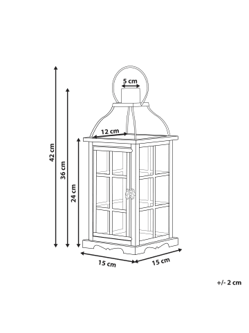 Beliani Laterne CLARA in Schwarz - (W) 15 x (H) 42 x (L) 15 cm