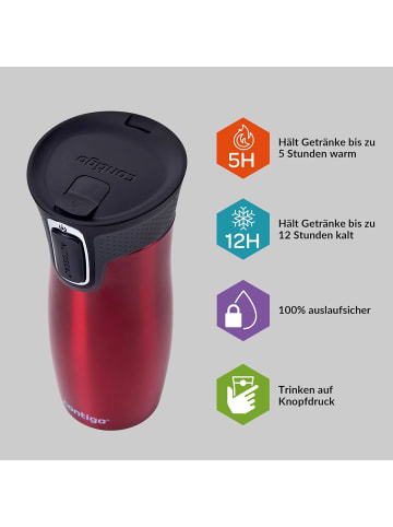 contigo Thermobecher West Loop Autoseal Edelstahl Isolierbecher 470 ml Farbe Red