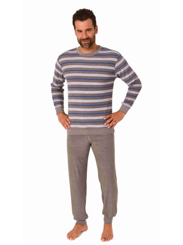 NORMANN Frottee Pyjama Schlafanzug Bündchen - 70676 in grau