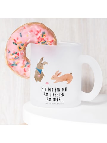 Mr. & Mrs. Panda Teeglas Hasen Muschel mit Spruch in Transparent