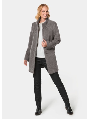 GOLDNER Kurzgröße:  Moderner Kurzmantel mit Wollanteil in mittelgrau / beige / melange