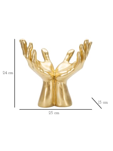 Mauro Ferretti Goldene Harzstatuette in Form von verschränkten Händen, 25 x 15 x 24 cm