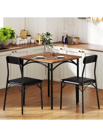 COSTWAY Essgruppe mit 2 Stühlen in Braun