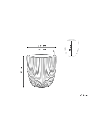 Beliani Outdoor Blumentopf CHIOS in Grau - (W) 31 x (H) 33 x (L) 31 cm