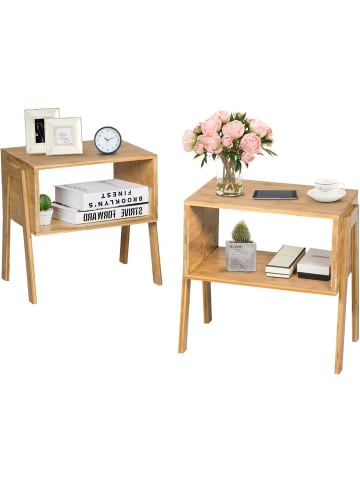 COSTWAY 2er Set Nachttische in Beige