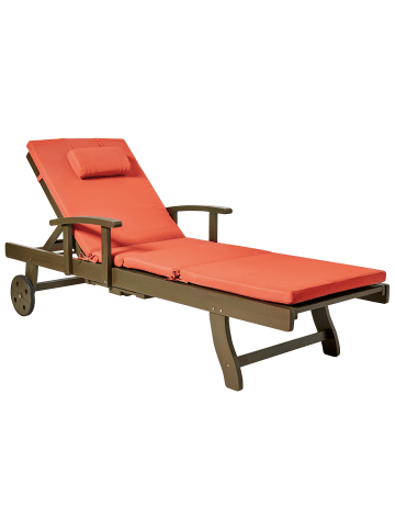 Beliani 2-tlg Gartenliege AMANTEA PREMIUM II in Braun/Rot