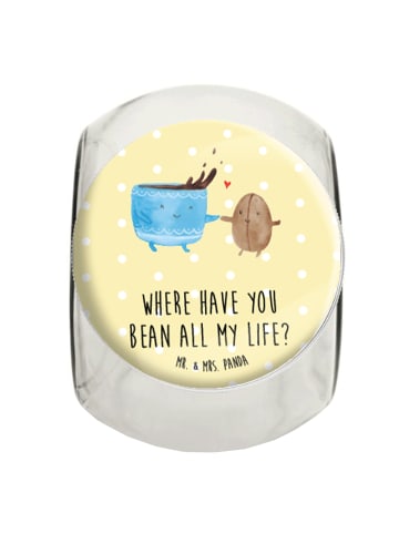 Mr. & Mrs. Panda Kaffeedose Kaffee Bohne mit Spruch in Gelb Pastell