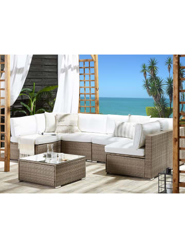 Beliani 7-tlg Lounge Set BELVEDERE in Braun/Weiß