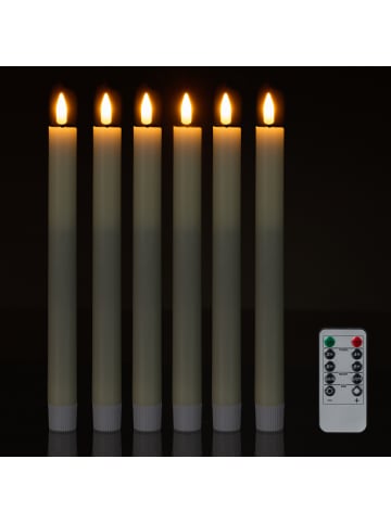 relaxdays 6 x LED Stabkerzen in Creme