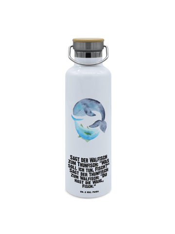 Mr. & Mrs. Panda Trinkflasche Walfisch Thunfisch mit Spruch in Weiß