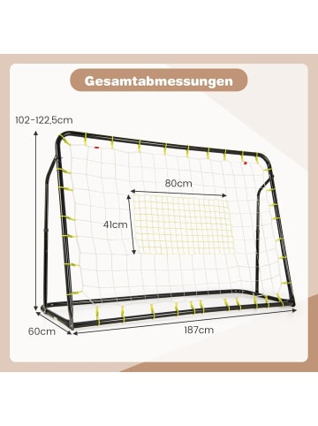 COSTWAY 2 in 1 Fußballtor & Rebounder in Schwarz