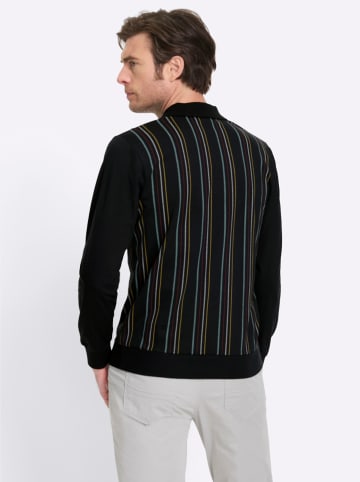WITT WEIDEN Langarm-Poloshirt in schwarz-gestreift