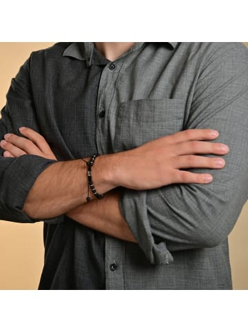 Adeliás Unisex Armband – Kugelarmband aus Edelstahl mit Onyx 19 cm in silber