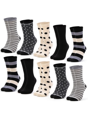 Occulto 10er Pack Baumwolle Socken Lotte in Schwarz/Grau