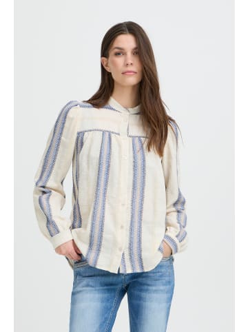Pulz Langarm PZADOLA Loose fit in CREME WITH BLUE STRIPE