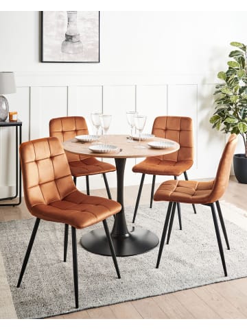 Beliani 4er-Set Esszimmerstuhl POWELL in Orange/Schwarz