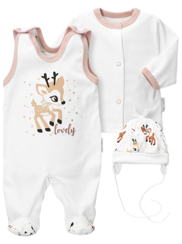 Baby Sweets 3tlg Set Strampler + Shirt + Mütze Lovely Deer in beige weiß