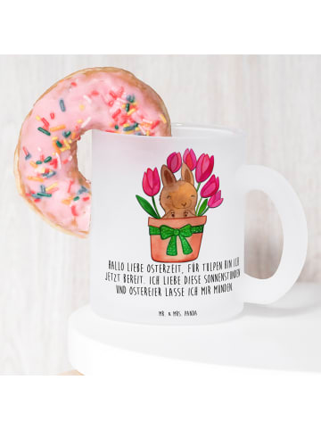 Mr. & Mrs. Panda Teetasse Hase Tulpen mit Spruch in Transparent