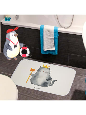 Mr. & Mrs. Panda Badeteppich Katze König ohne Spruch in Weiß