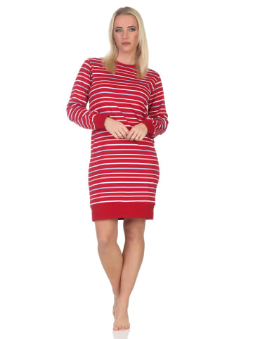NORMANN Interlock Nachthemd langarm Streifenoptik - 87704 in rot