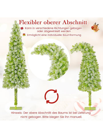 COSTWAY 150cm Künstlicher Weihnachtsbaum mit Beleuchtung und Schnee in Grün