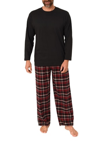 NORMANN Schlafanzug lang Pyjama FlanellHose Karo - 88224 in schwarz