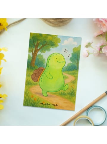 Mr. & Mrs. Panda Postkarte Schildkröte Pfeifen Design ohne Spruch in Weiß