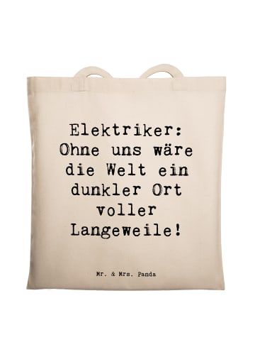 Mr. & Mrs. Panda Einkaufstasche Spruch Elektriker Helden mit Spruch in Creme