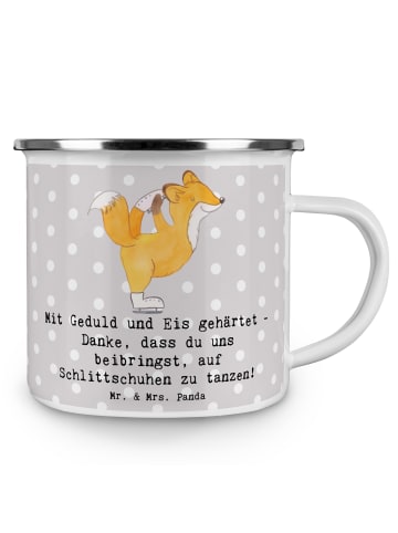 Mr. & Mrs. Panda Emaille Becher Eiskunstlauf Trainerin mit Spruch in Grau Pastell