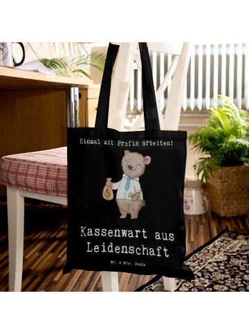 Mr. & Mrs. Panda Stoffbeutel Kassenwart Leidenschaft mit Spruch in Schwarz