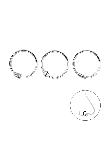 Alexander York NASENRING 3er Set in 925 Sterling Silber in silber