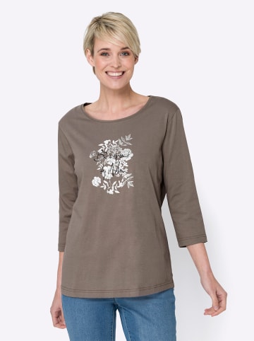 Sieh an! Shirt in taupe-weiß