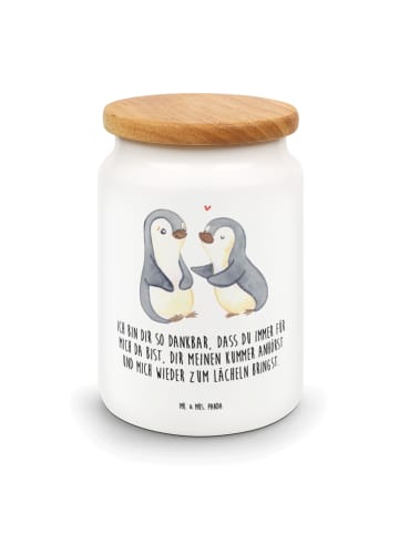 Mr. & Mrs. Panda Kaffeedose Pinguine trösten mit Spruch in Weiß
