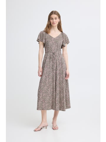 ICHI Freizeitkleid IHAYA Relaxed fit in BEIGE/PINK LEOPARD FLOWER