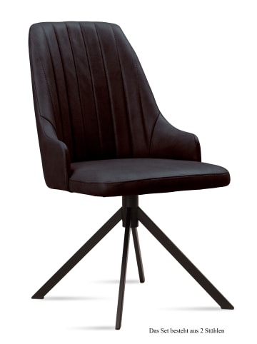 58 aufm Kessel ESSZIMMERSTUHL (2er-Set) Dunya 52x91x60 Schwarz/Espresso