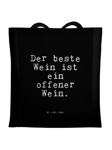 Mr. & Mrs. Panda Stoffbeutel Der beste Wein ist... mit Spruch in Schwarz