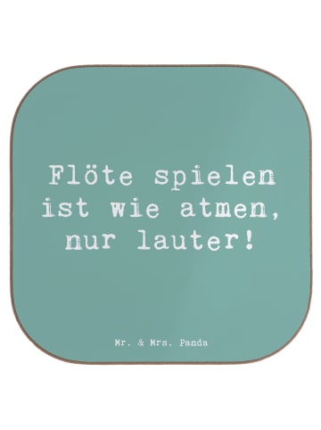 Mr. & Mrs. Panda Glasuntersetzer Spruch Flöte Atem mit Spruch in Meeresbrise