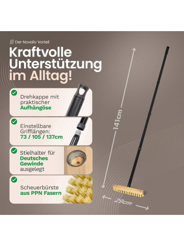 Novaliv Novaliv 4X Scheuerbürste aus Holz Klein PPN Borsten mit praktischen Sc in Braun